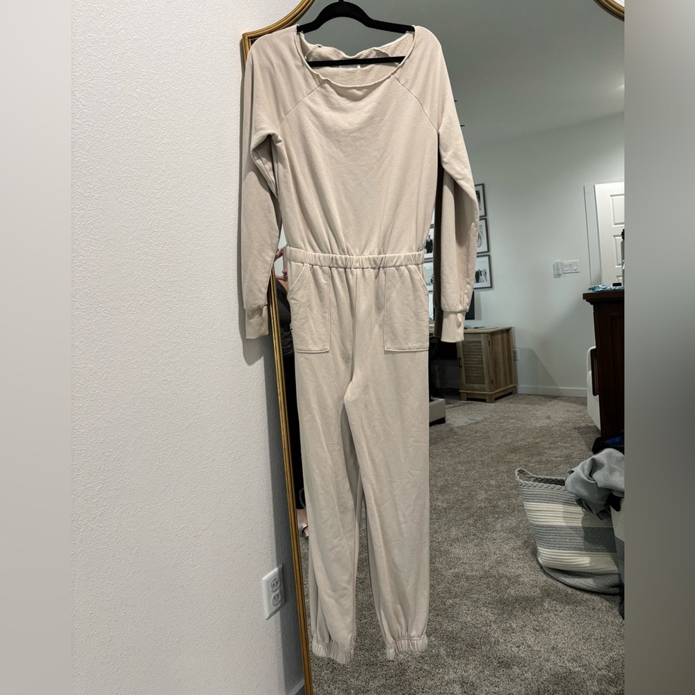 Cream Long Sleeve Jumpsuit